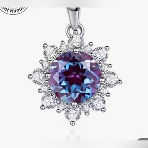 Elegant Sterling Silver and Blue-Purple Moissanite Pendant Necklace